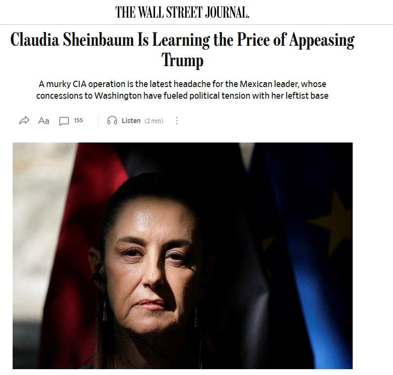 《华尔街日报》最新爆料：墨西哥总统辛鲍姆试图通过向特朗普让步避免冲突，结果陷入更