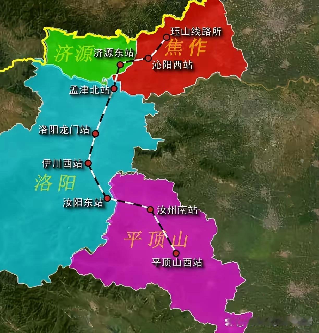 这是河南省的焦济洛平高铁路线图，截至2026年4月，焦济洛平高铁全线建设正如火如