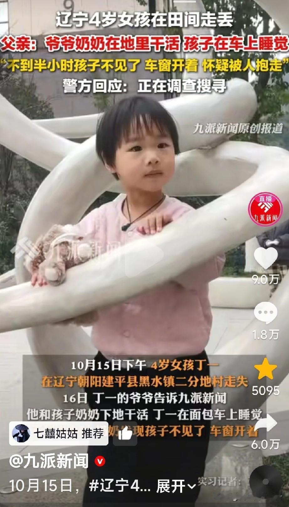 辽宁失踪的小女孩丢的蹊跷，小姑娘才4岁，家人说她胆子很小，平时说话也细声细气的。