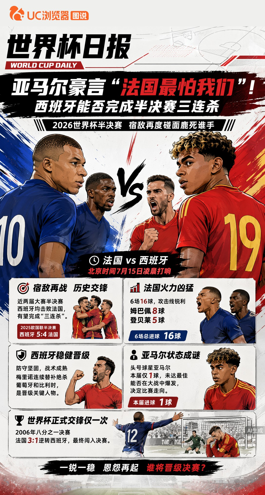 亚马尔豪言"法国最怕我们"！西班牙能否完成半决赛三连杀