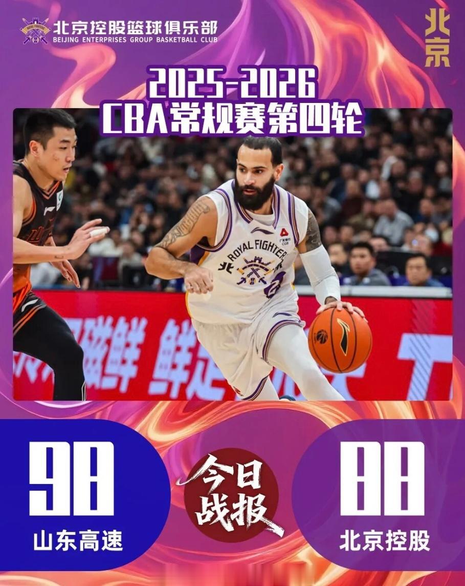 北控男篮社媒晒照回顾比赛: 内线告急, 球队88-98不敌山东