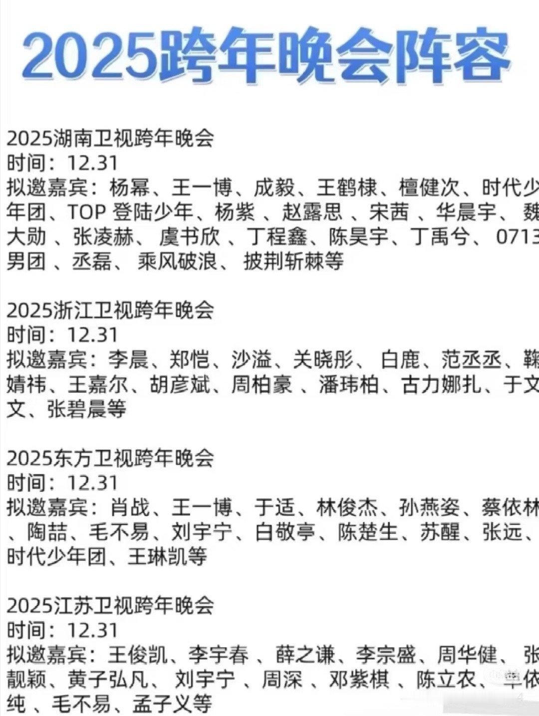 2025各大卫视跨年阵容🍉​​​