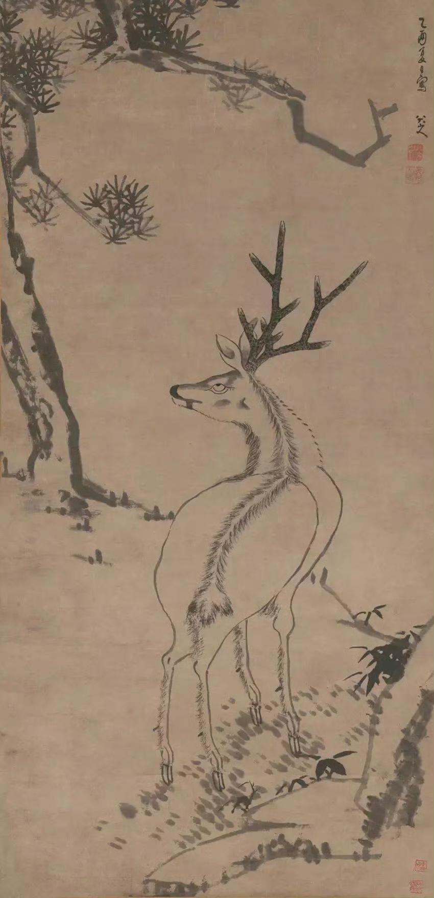 八大山人的画作欣赏。八大山人的绘画特色明显，用墨不多，而寓意深刻，看似简单，而内