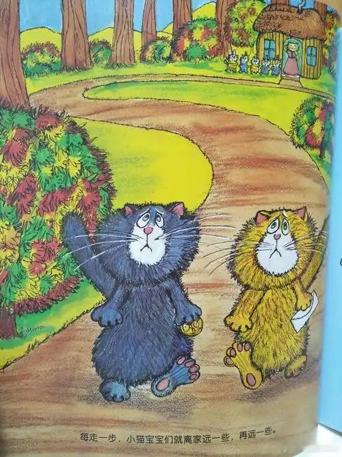 今天晚上陪孩子读绘本的时候读的《小猫怕怕》，讲的是猫妈妈想给猫外婆寄信，但是没邮