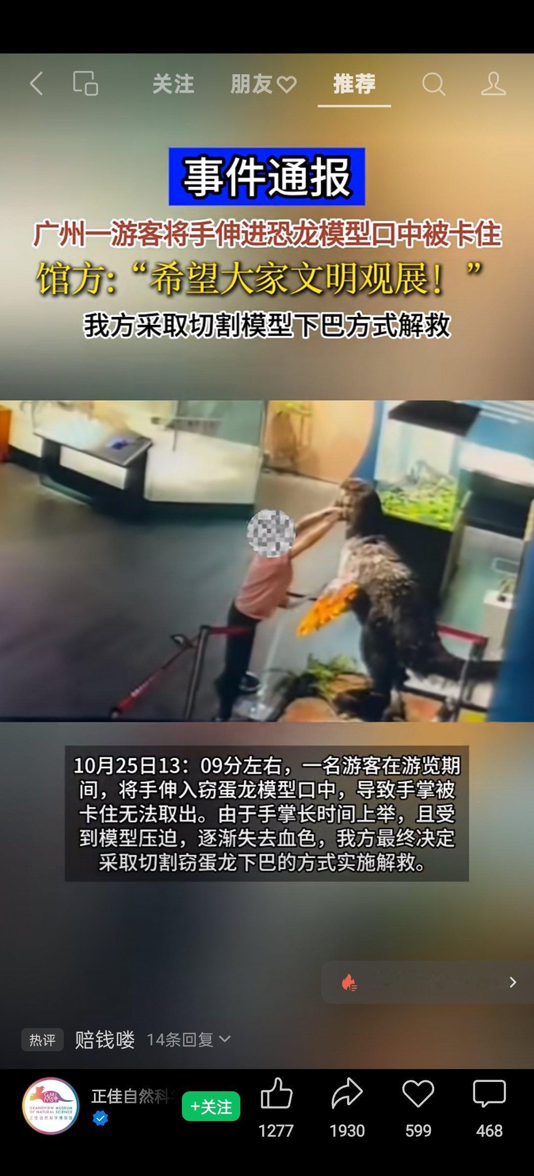卧槽，广州有恐龙吃人了。​​​
