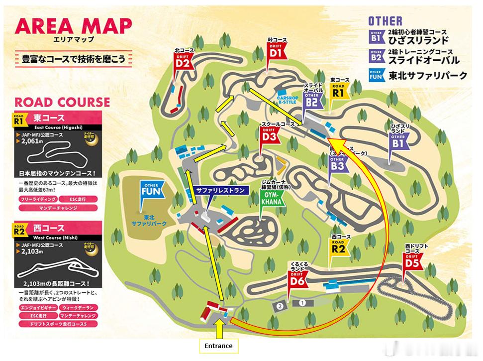 日本惠比寿赛道，一个拥有多条小赛道，公路和漂移都有的综合赛车公园，看了一下赛道官