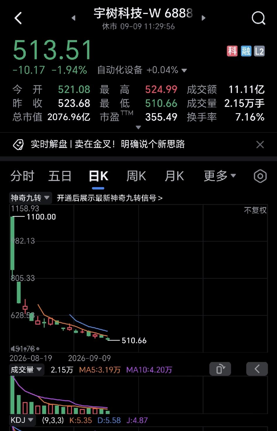 天呐，短短一个月都不到，宇树科技已跌去一半股价了。这哪里是炒股，简直就是一场单