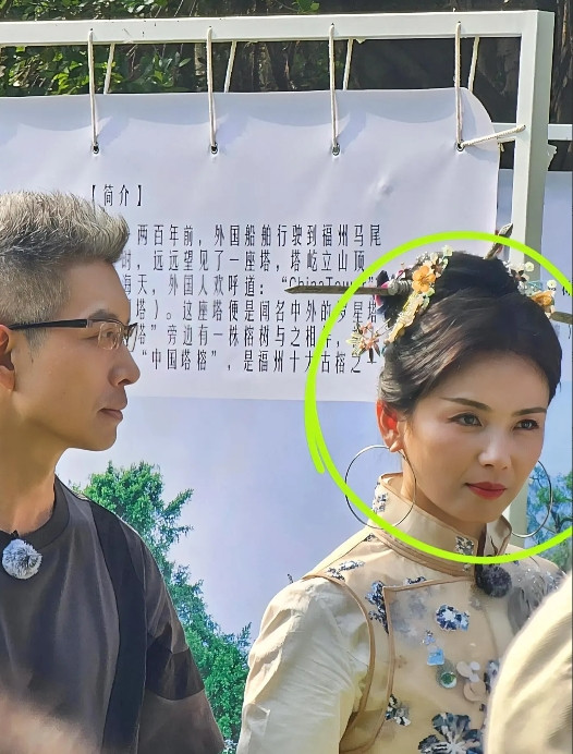刘涛那个耳环好担心会把她的耳垂弄断了，还有头簪眉毛画的有点凶40多岁长这