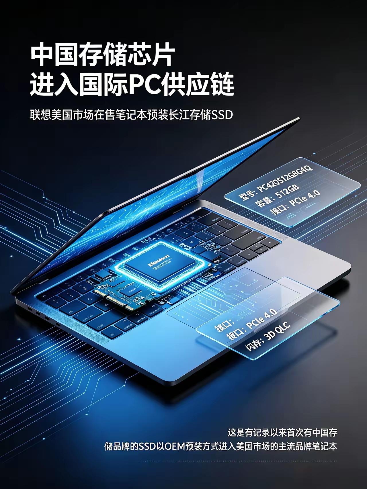 联想这一次好样的，竟搭载着国产SSD，进入美国市场！观察者网7月6日报道说，