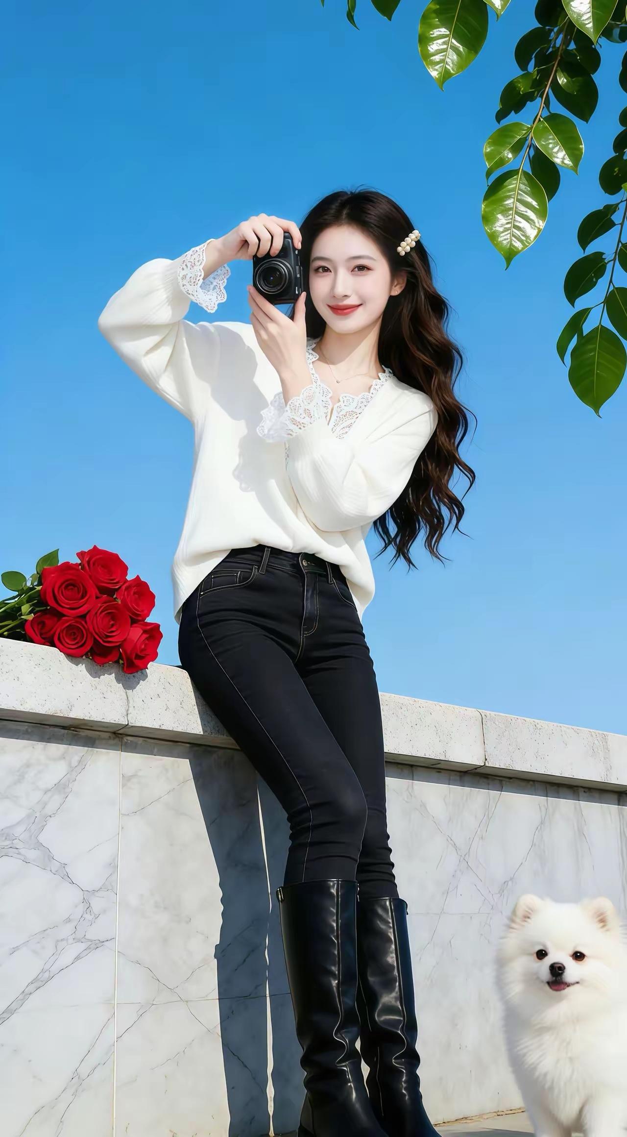 阳光明媚的午后，与爱犬相伴，记录美好时光。🌞📸🐶