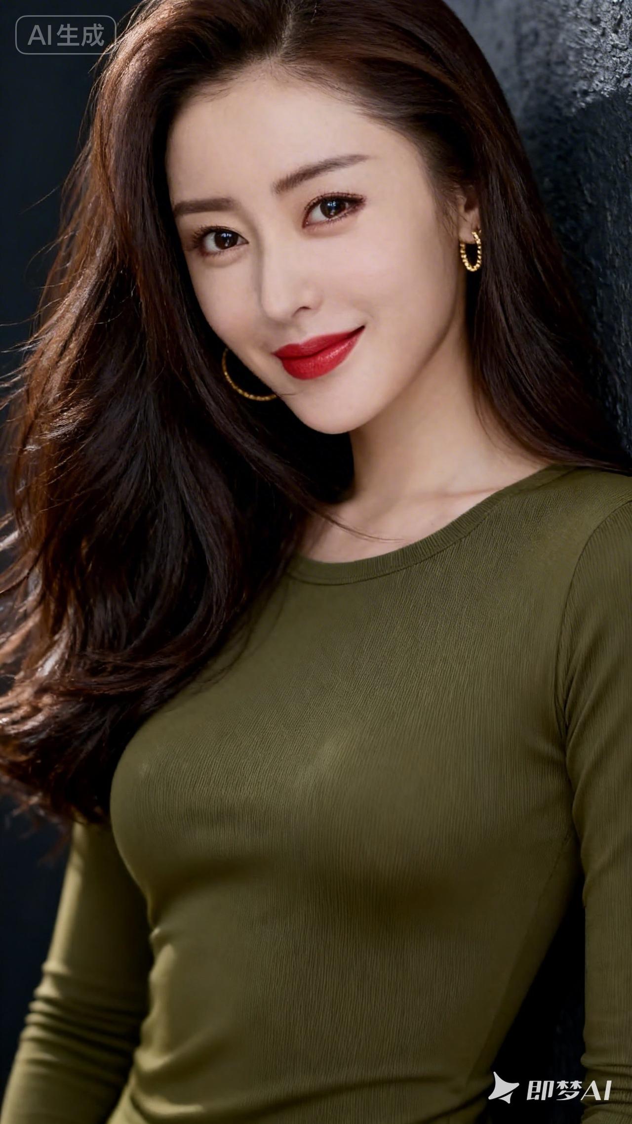 优雅气质，绿衣红唇，尽显女性魅力！