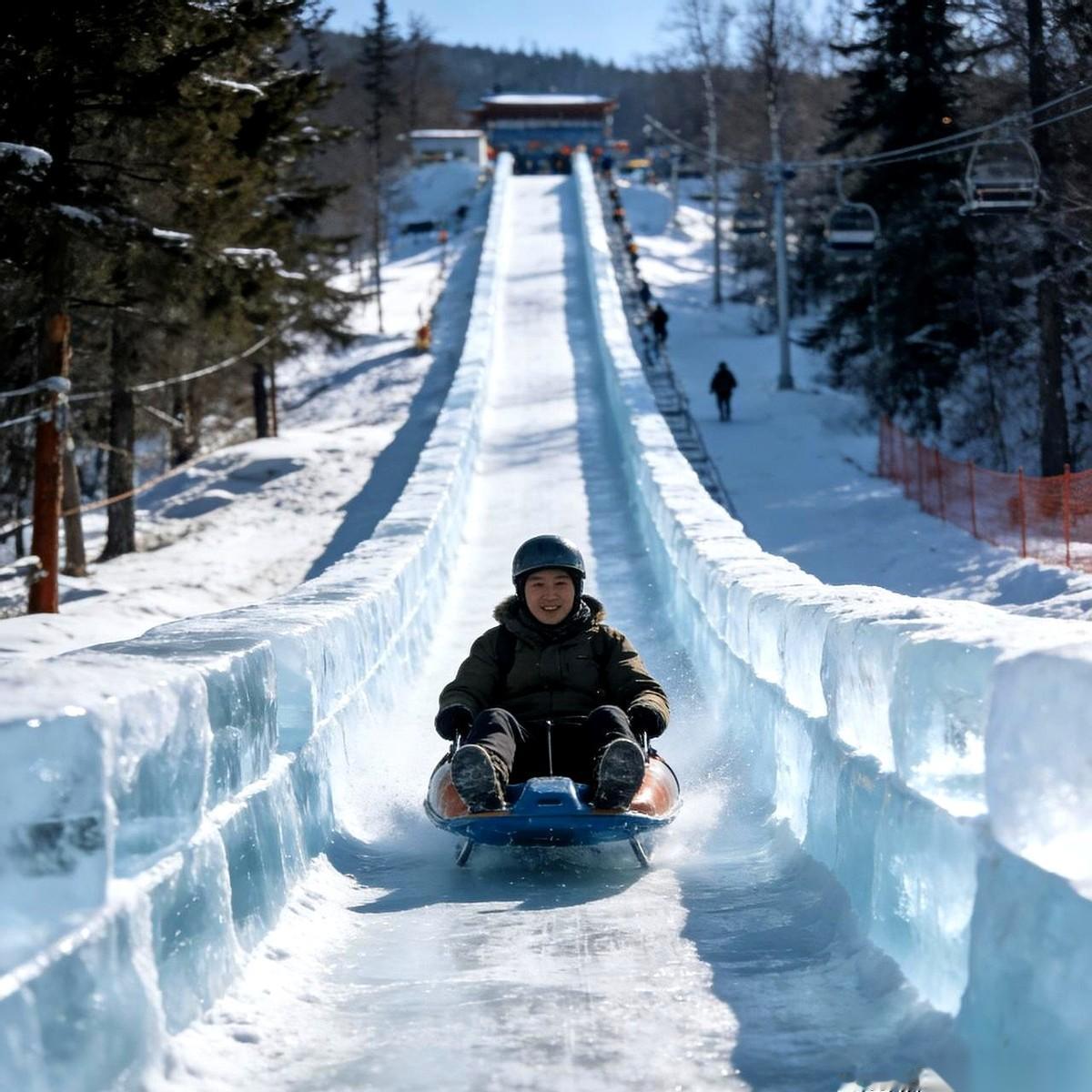 我跟你讲，400米。你从这头儿坐上去，嗷一嗓子，估计滑到一半，气儿都喘不上来了