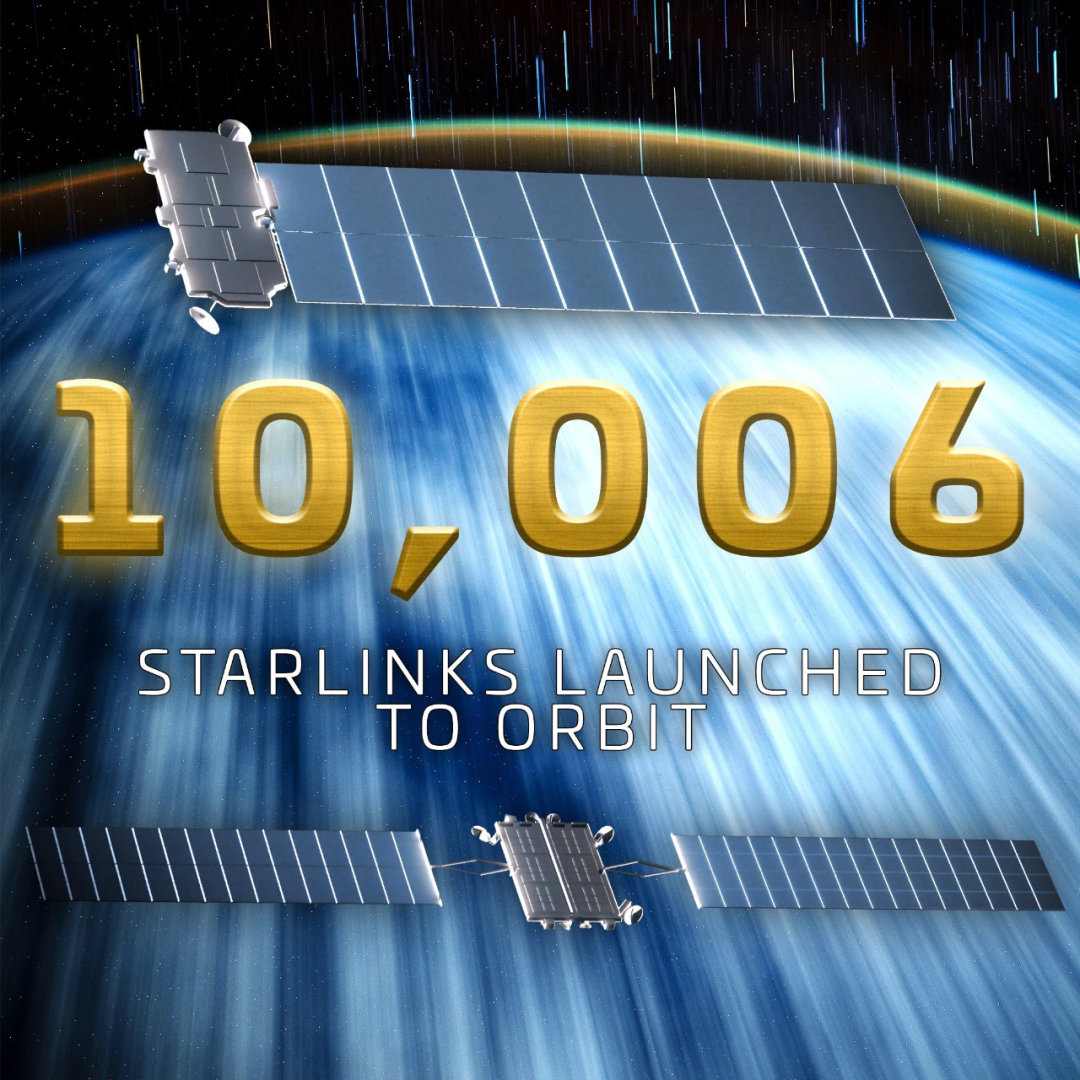 【星链发射数量突破1万颗】北京时间今天凌晨，SpaceX猎鹰9号火箭完成2次