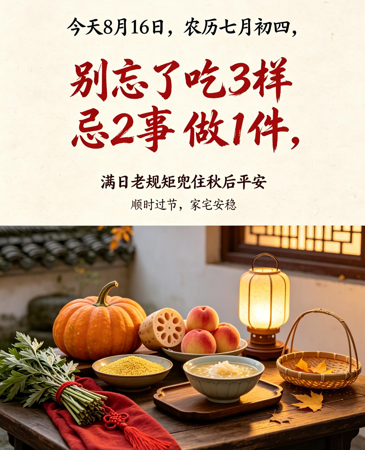 【8月16日，七月初四满日：黄历宜搬家安床、但动土作灶别碰，吃对3样比祈福灵