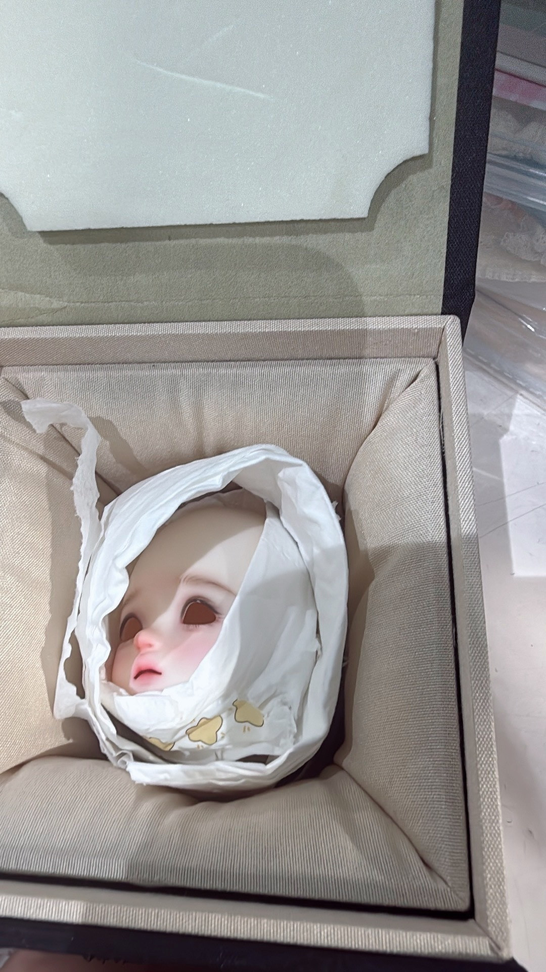 气死我了快递员拆了我的娃头送妆盒子（因为像珠宝盒子）把我新娃面罩抠下来还把眼妆也