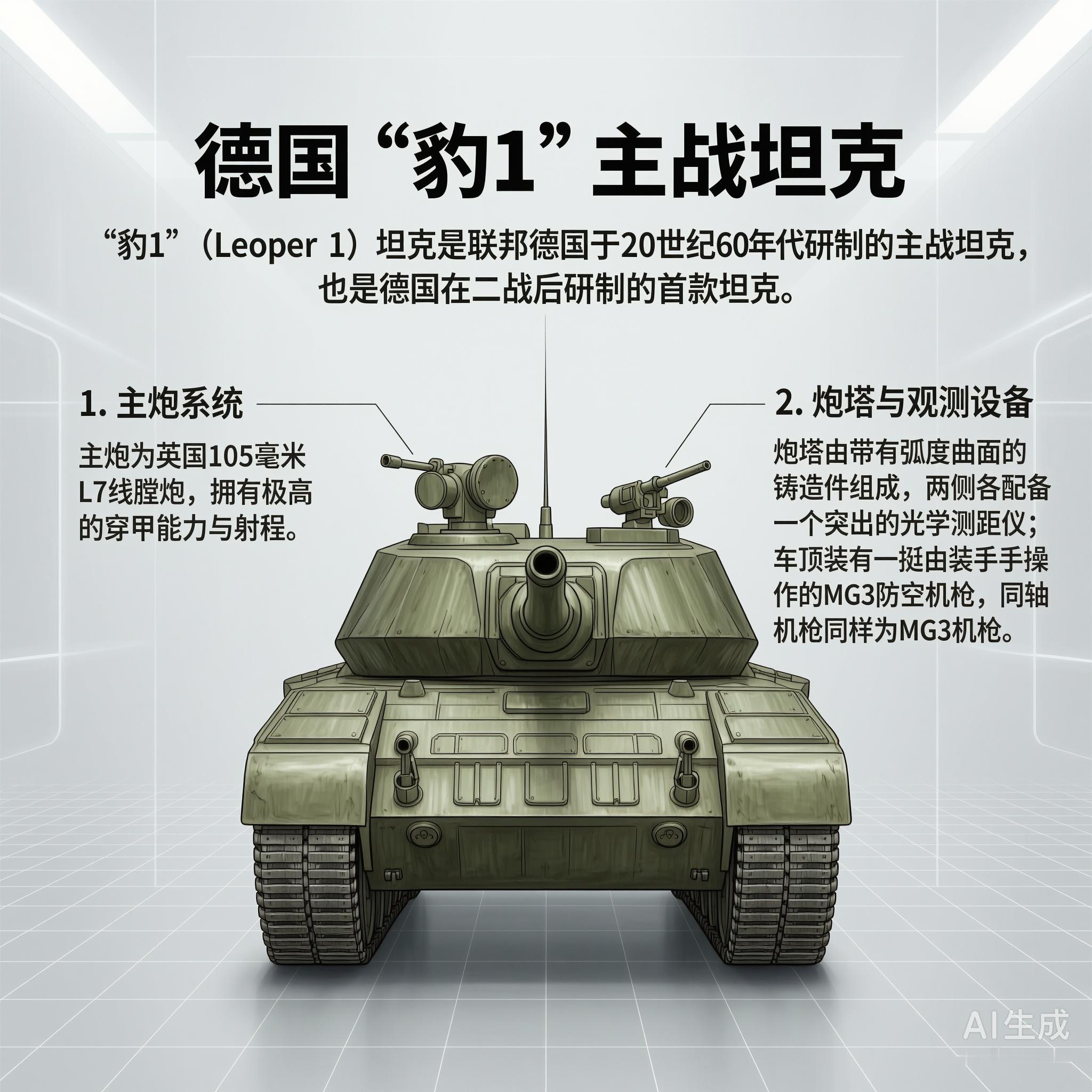 军事ai新视野德国“豹1”主战坦克“豹1”（Leopard1）坦克是联邦德国