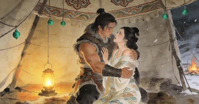 王昭君21岁时，丈夫刚去世，继子就冲进帐篷一把搂住她。王昭君瑟瑟发抖，气得打了他
