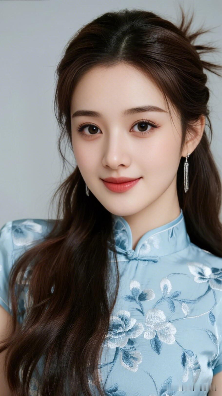 温柔古典，蓝花旗袍，优雅气质，古典美人