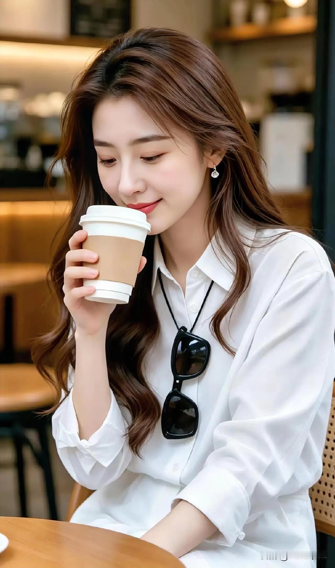 白衫卷发，咖啡香里，时光慢成诗。