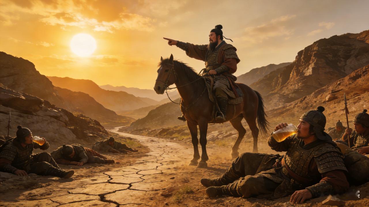 东汉末年烈日炙烤着大地曹操率领大军行进在崎岖的山道间。此时军粮告急，水