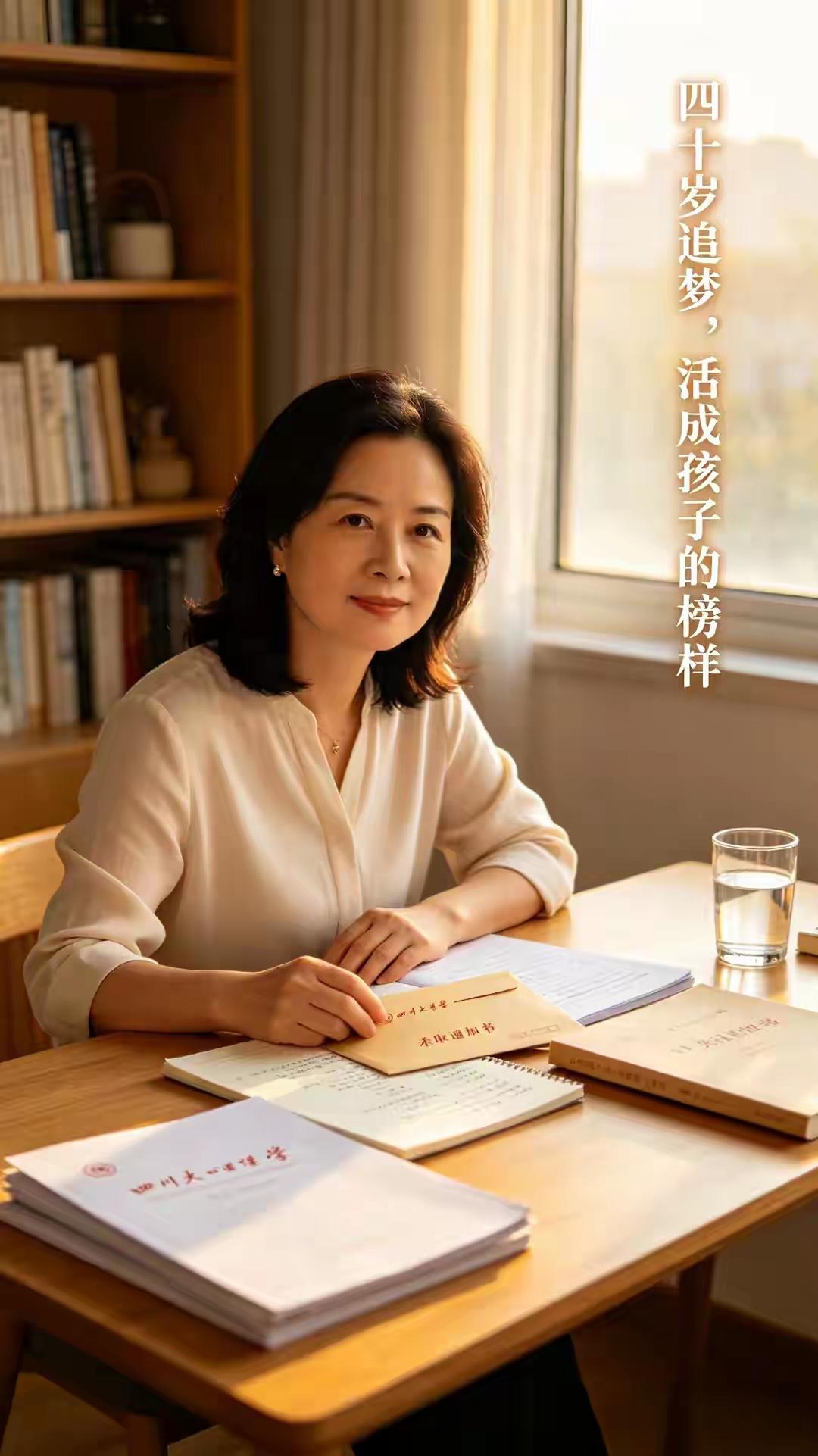 四川成都，41岁妈妈何欣桐，考上了四川大学应用心理硕士，拿到416分，初试直接排