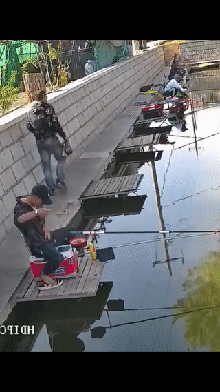 男子钓鱼时操作失误，竟然一头栽进鱼塘里？好在他及时被人救了上来。真是太危险了