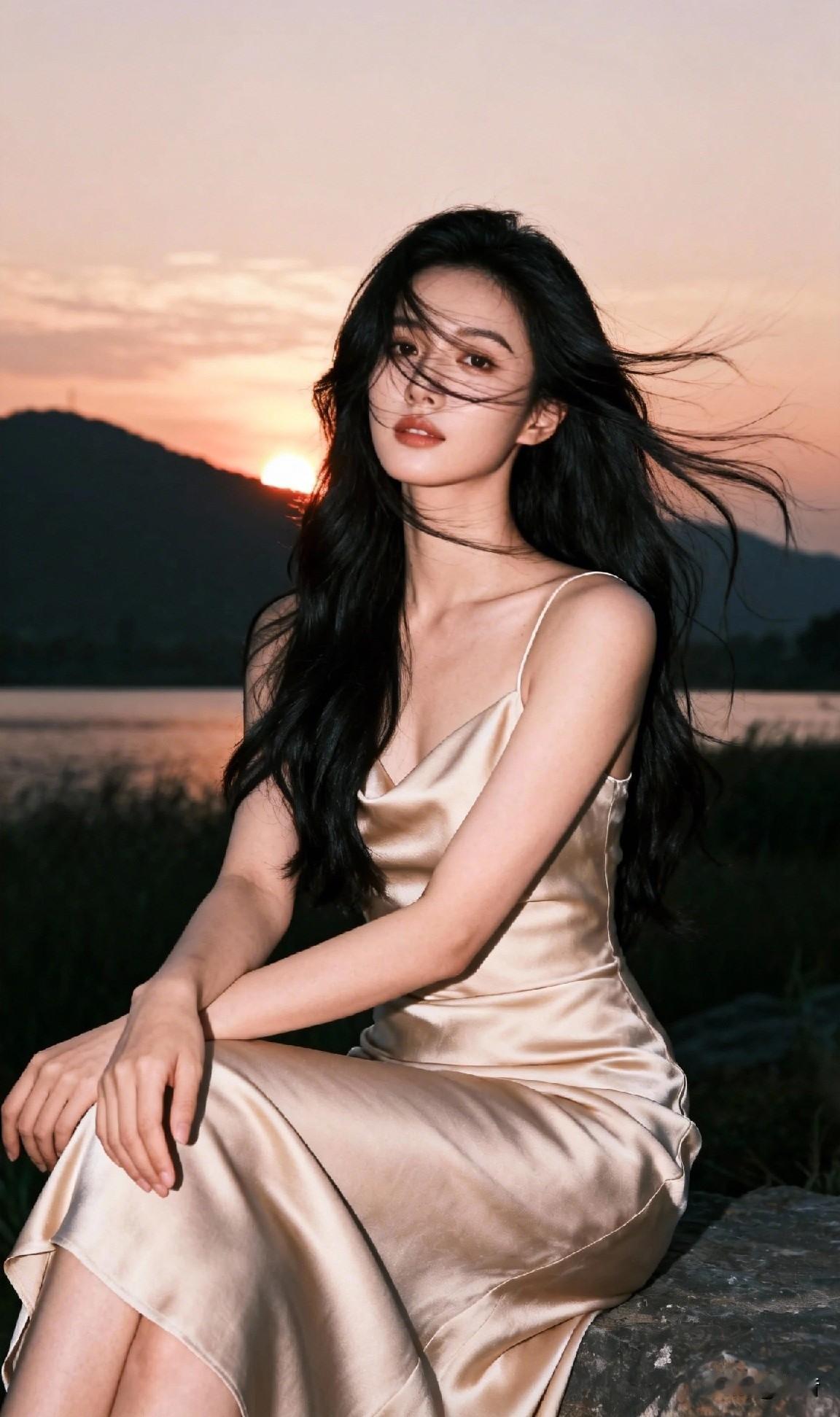 长发为笔晚风为墨今天的风，懂我心里那份温柔的雀跃