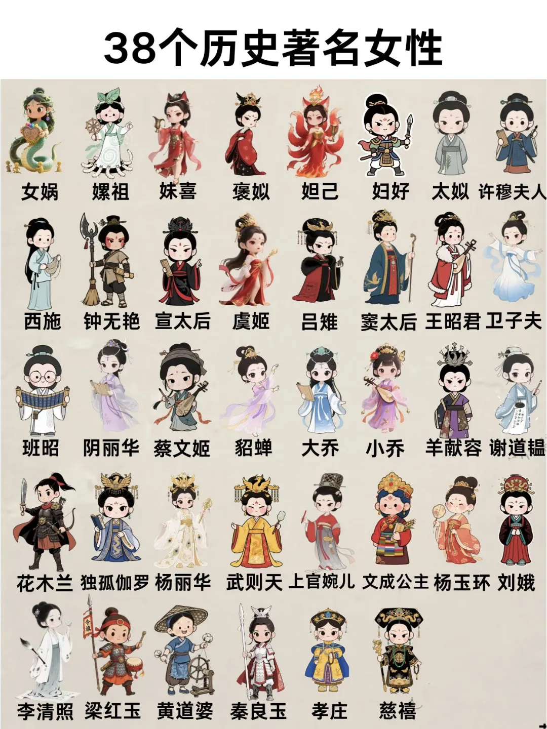 38个历史著名女性，一起来了解吧
