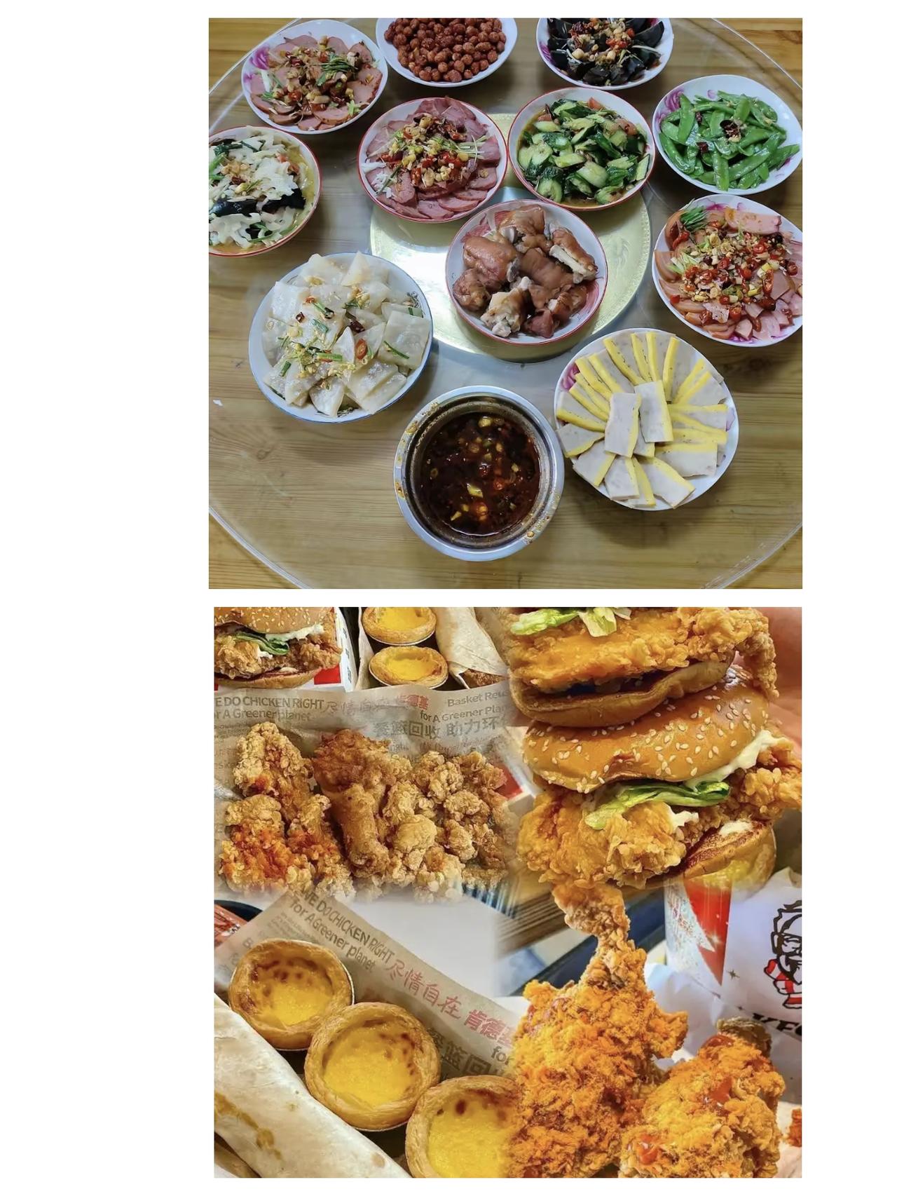 有人说上图的肉都是各种合成肉，但是我觉得就算再怎么合成，科技和狠活也比炸鸡汉堡少