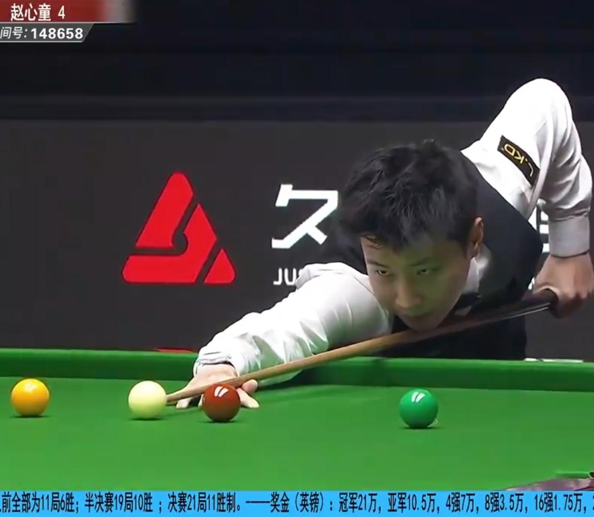 世界斯诺克上海大师赛第三轮赵心童6：0零封尼尔罗伯逊，晋级四强。总共用时不到