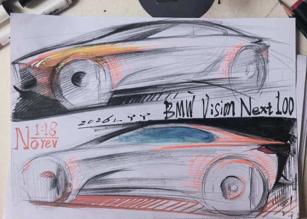 超喜欢这概念车，画它解解馋有点大鼠标那味儿了，宝马的visionnext1