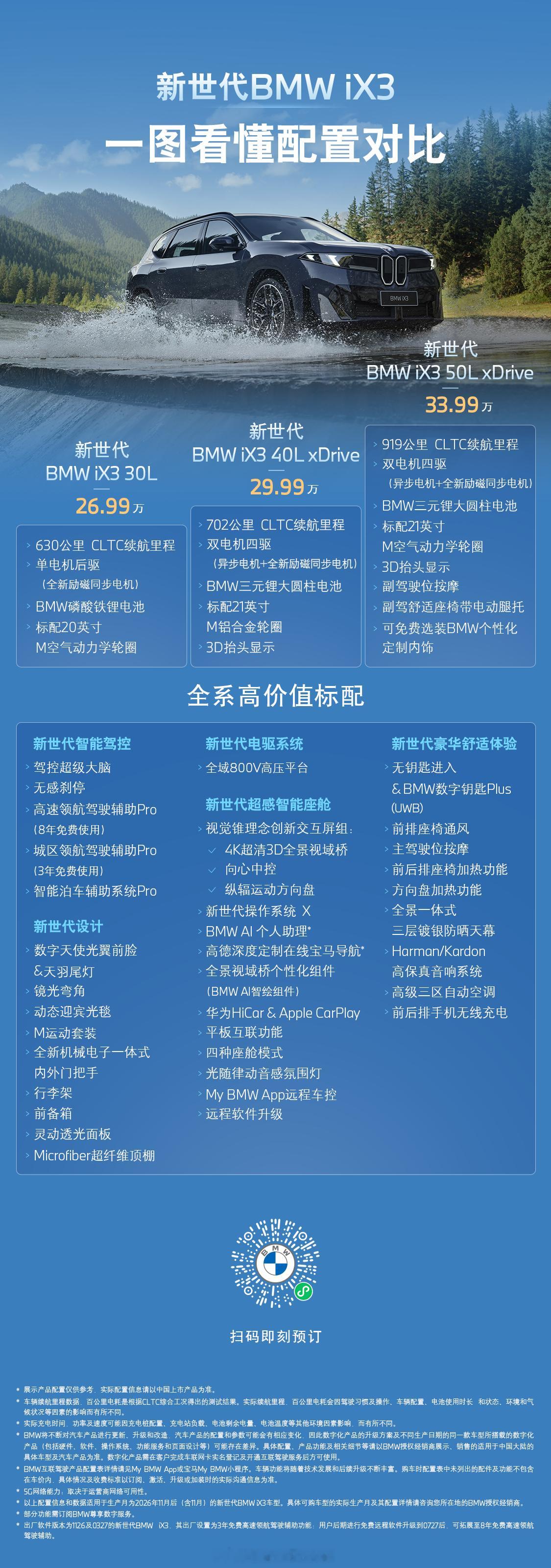 宝马这是放大招了新世代宝马iX3正式开启预售仅售26.99～33.99万元而且起