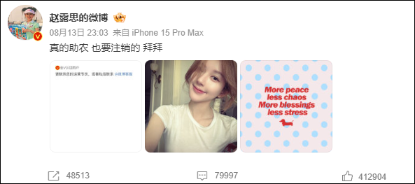 赵露思注销微博, 后援会发声