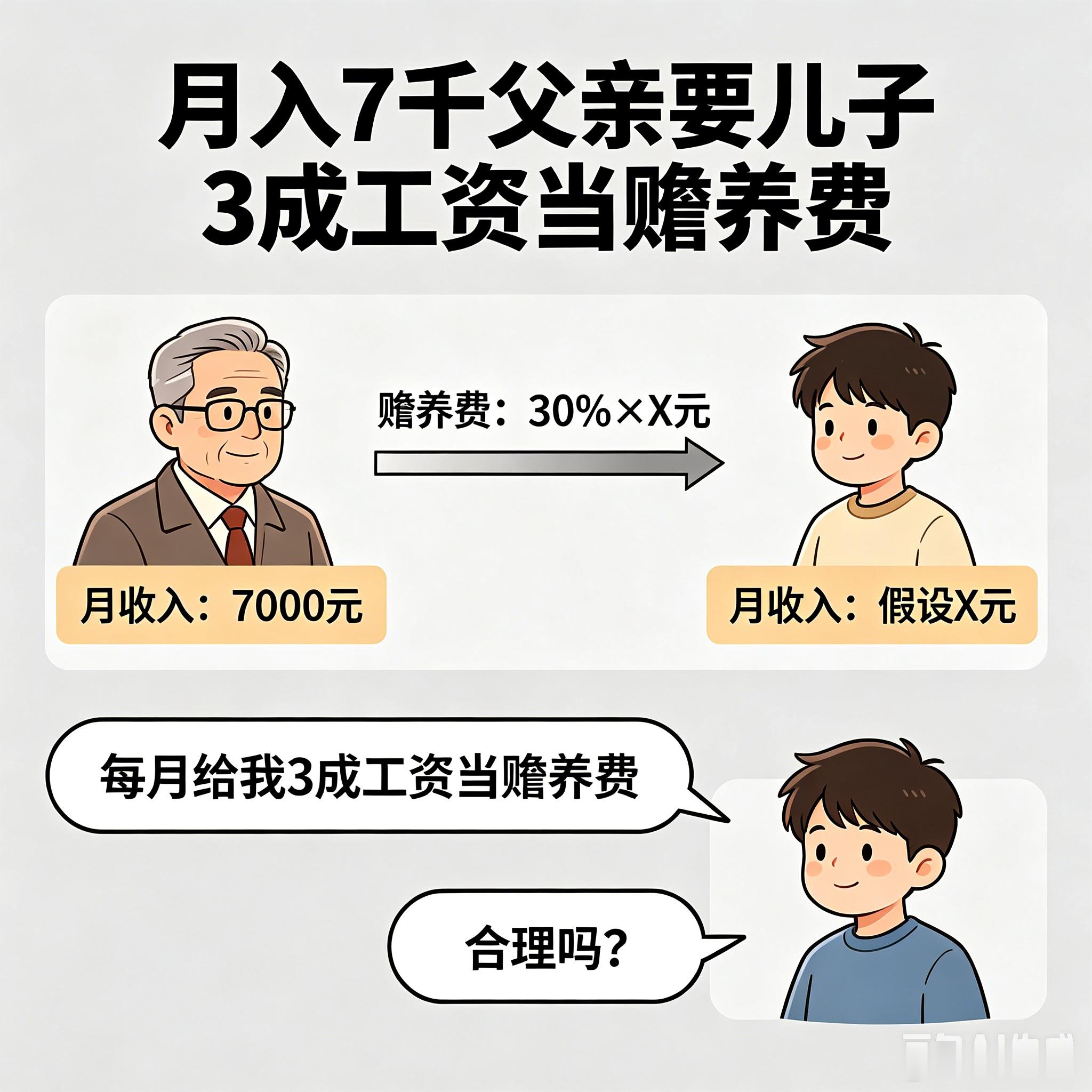 月入7千父亲要儿子3成工资当赡养费儿子刚毕业月薪7000，父亲开口就要2100“