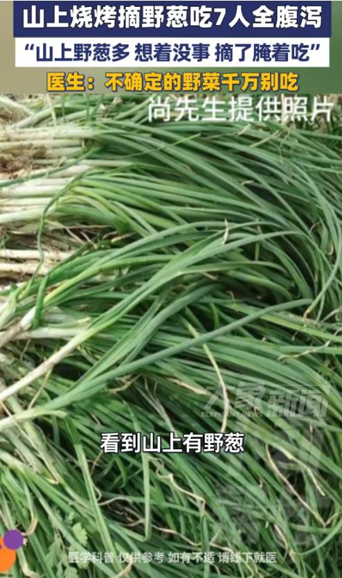 3月22日，河南驻马店，一男子和朋友去野炊烧烤，到了地点后发现没带葱，看到山上有