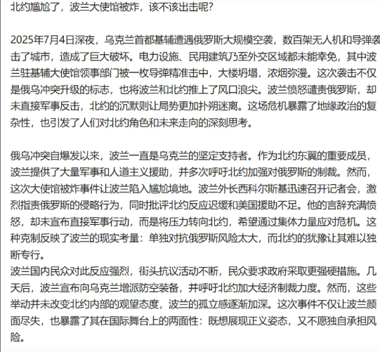 俄罗斯成功做了一次试探，得出结论：北约也是只纸老虎。俄罗斯导弹不小心炸了波兰驻