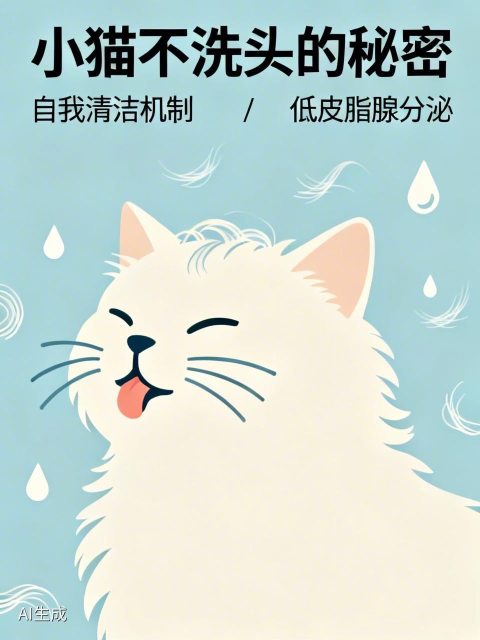 小猫不洗头，为啥脑袋一点不臭？很多人都好奇：我们几天不洗头就油乎乎臭烘烘，