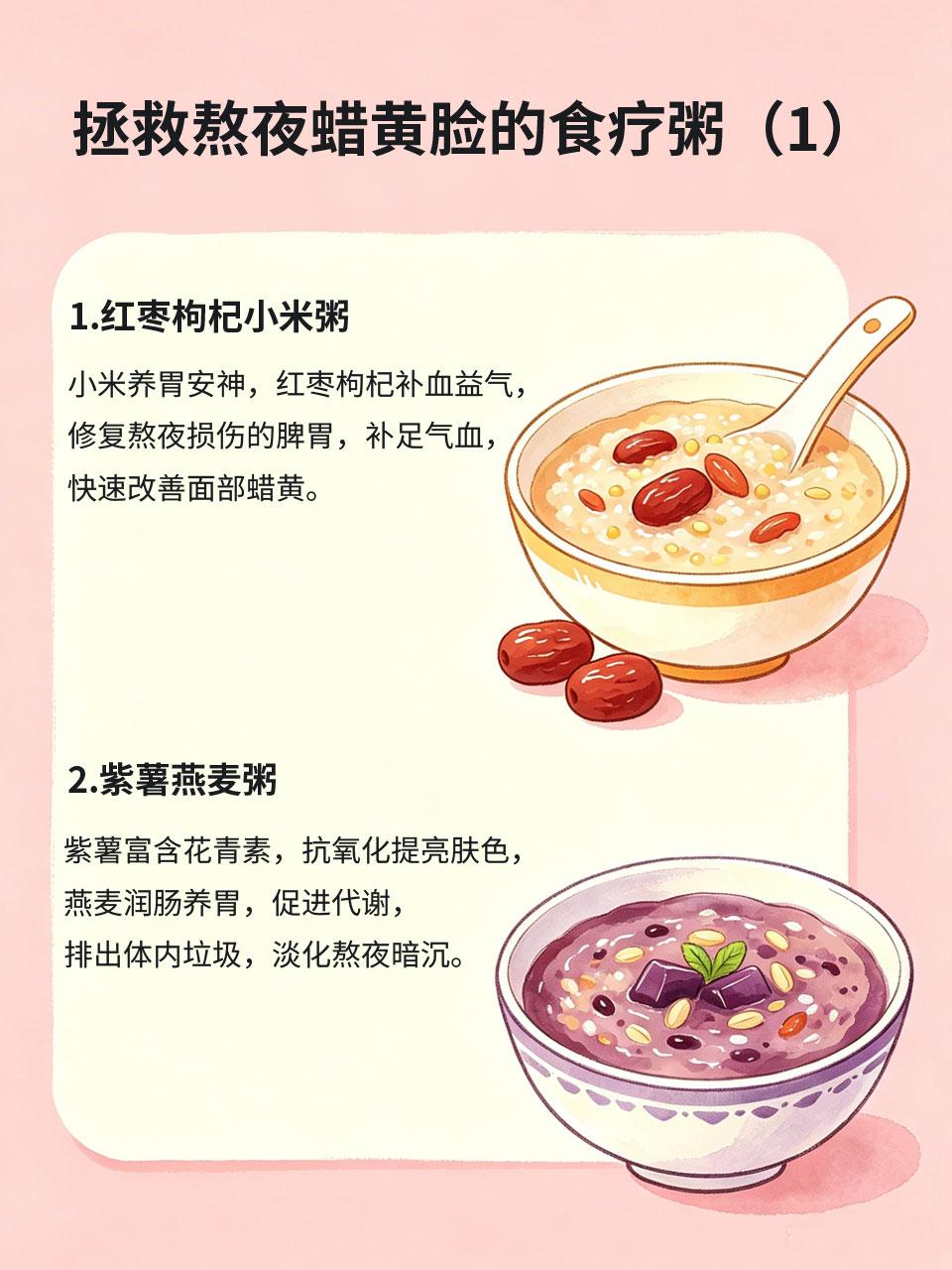 常年熬夜脸蜡黄，这4道食疗粥比护肤品管用长期熬夜、作息紊乱，会持续损耗气血，导