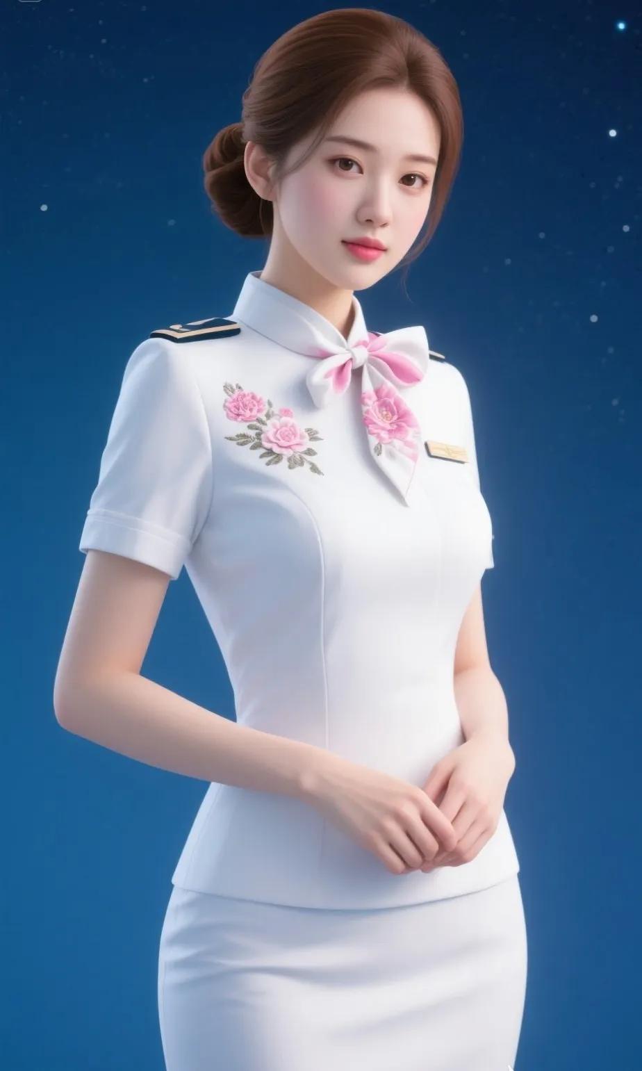 空姐甜美穿搭，粉色蝴蝶结点缀，尽显优雅气质！空姐着装时尚空姐服空姐职业制服