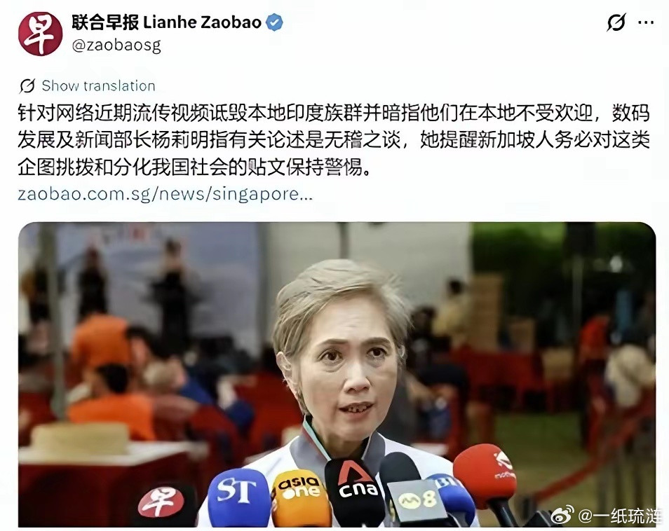新加坡的华人似乎意识到了危机，开始警惕甚至抨击印度裔。虽然目前新加坡华人在人口数