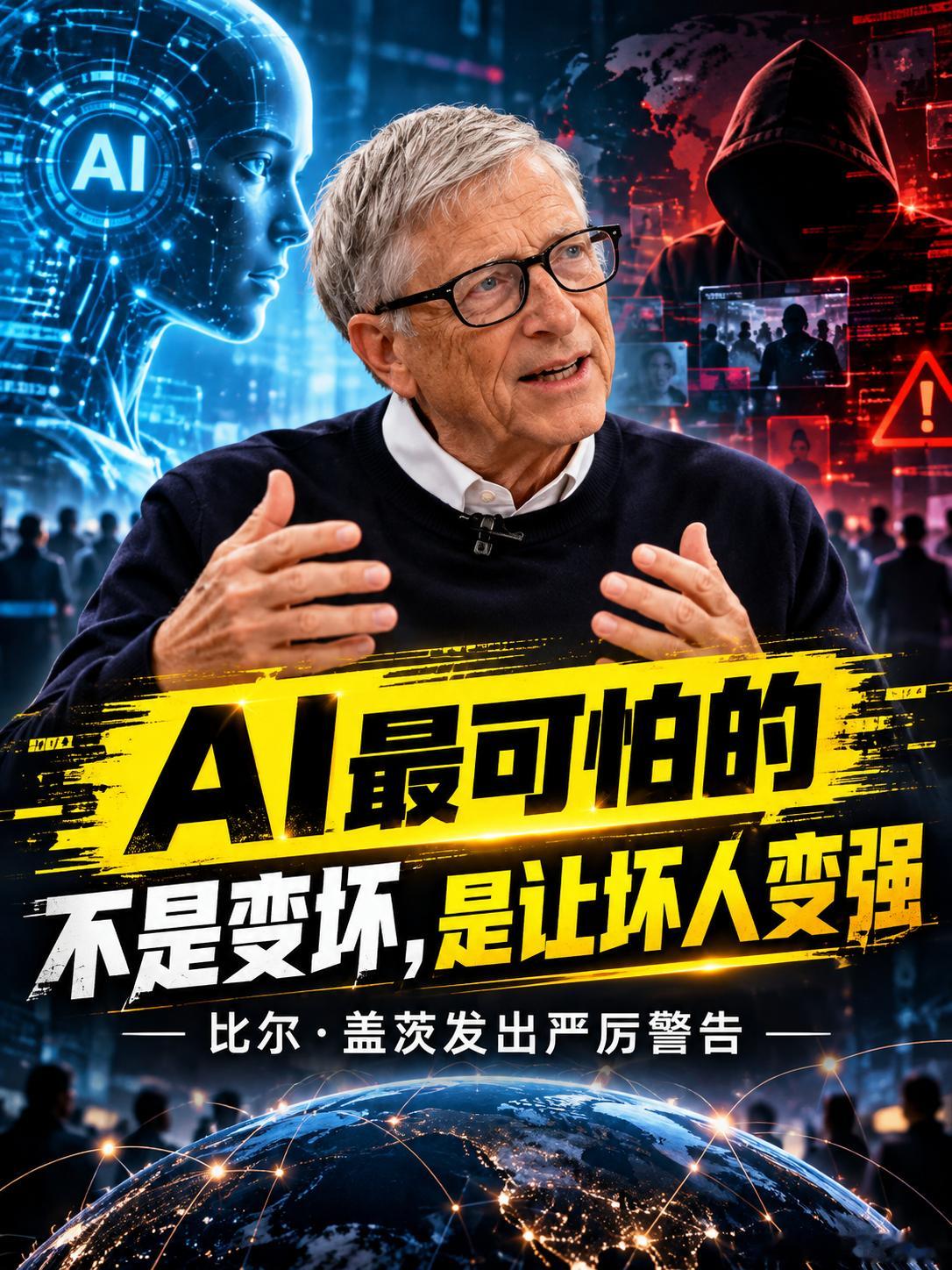 比尔盖茨发出严厉警告我觉得最值得警惕的，其实不是AI哪天突然觉醒，把人类当敌人。