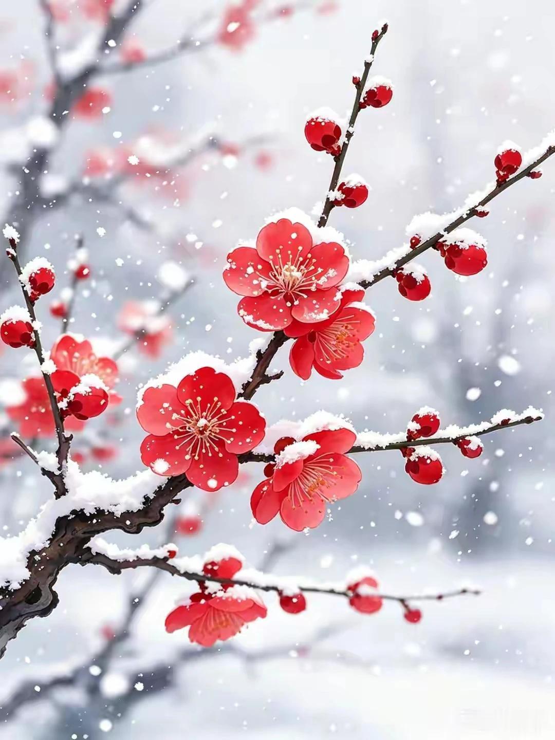 墙角一枝梅，凌寒独自开。遥知不是雪，唯有暗香来。