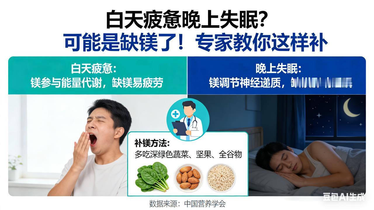 白天疲惫晚上失眠？可能是缺镁了！专家教你这样补白天“电量虚红”，晚上“关机