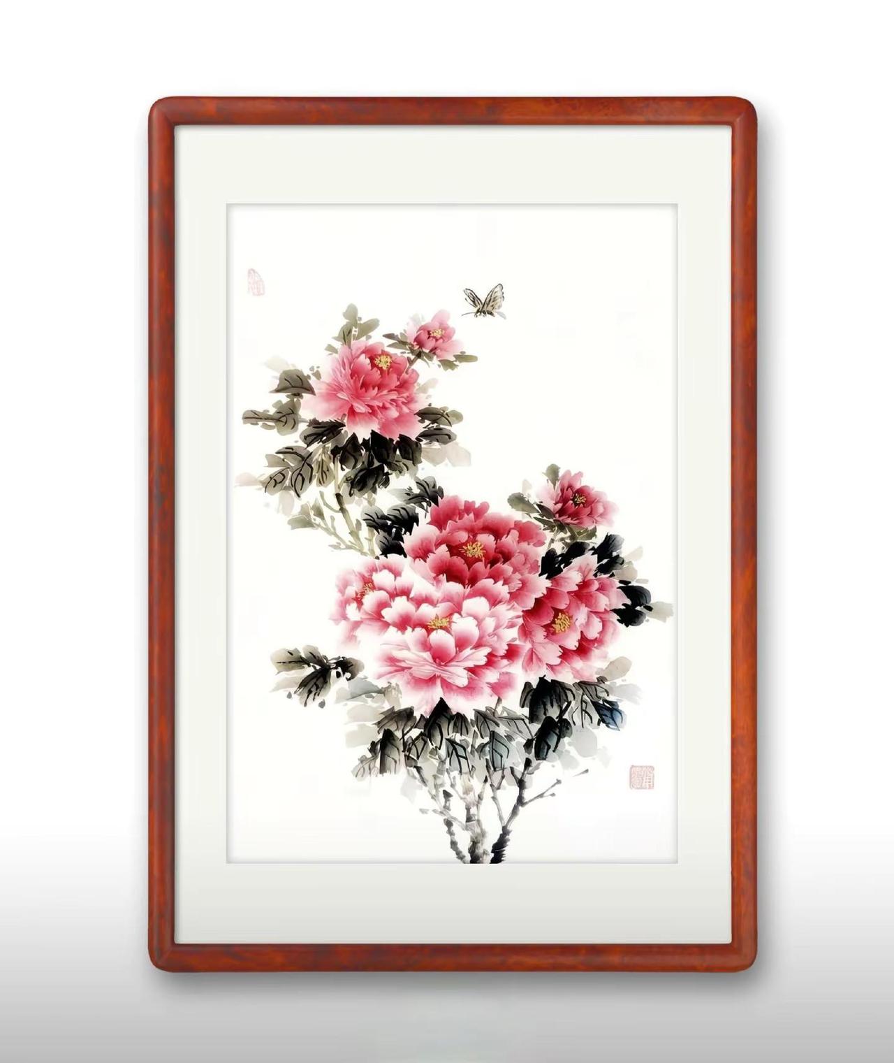 花开正好，蝶舞悠然。国画牡丹花开富贵牡丹作品欣赏国画写意牡丹富贵吉祥中国画