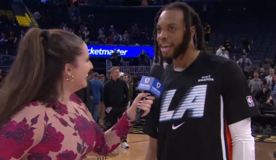 NBA常规赛，快船以114-99战胜勇士。赛后，加兰接受了采访。加兰在开场5分