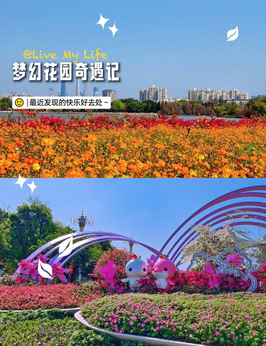 漫步花丛，心情美丽如画📍广州海珠湖公园春天的海珠湖公园还是很漂亮的，到处