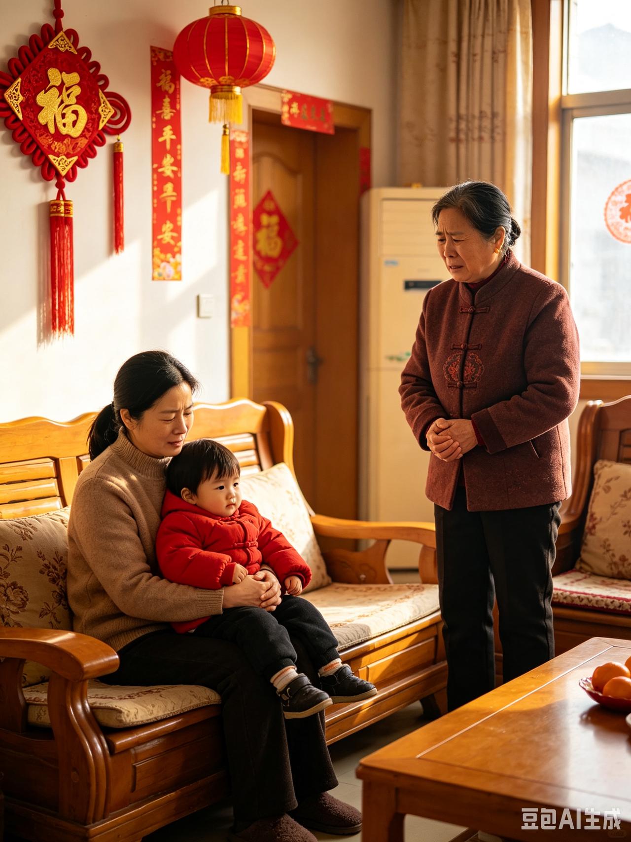 回婆家过年，年夜饭刚落桌收拾妥当，婆婆当众开口，非要我和年幼的孩子在客厅打地铺将