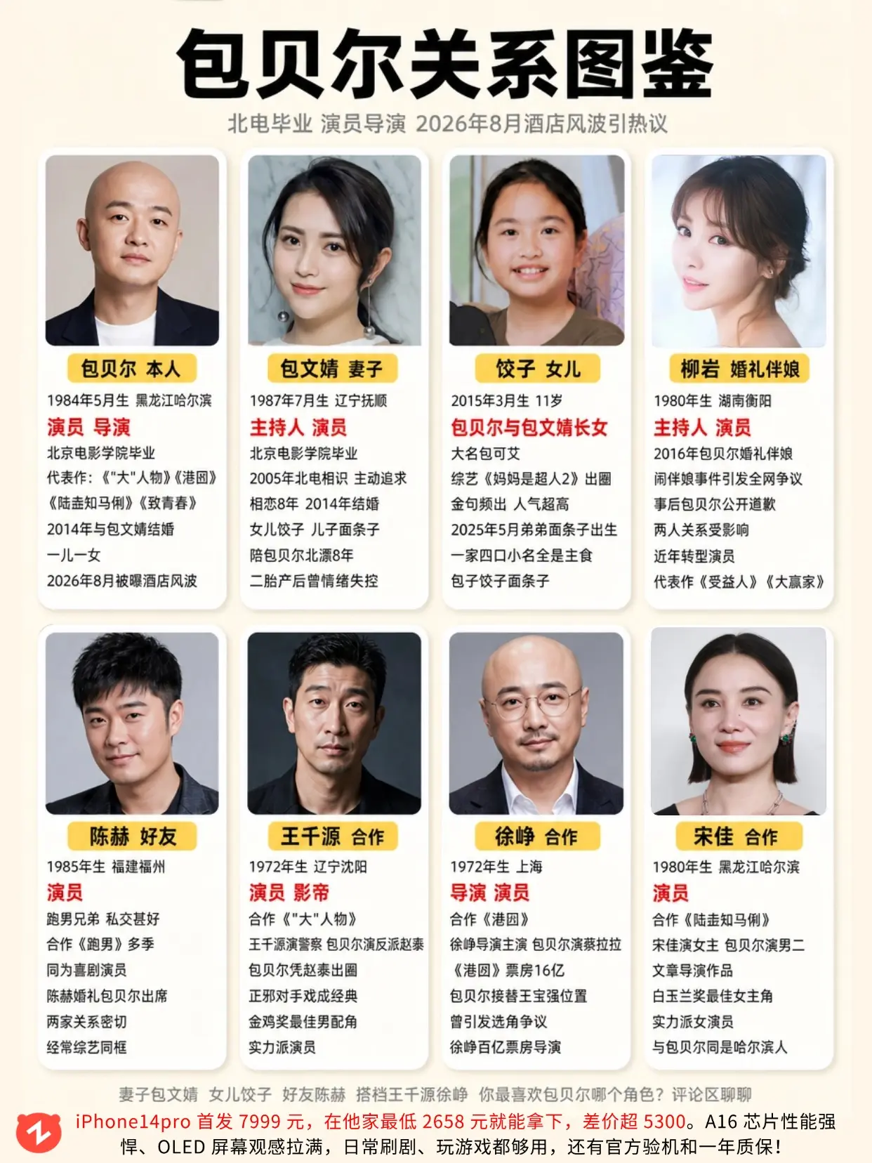 包贝尔关系图鉴，去年才生二胎。