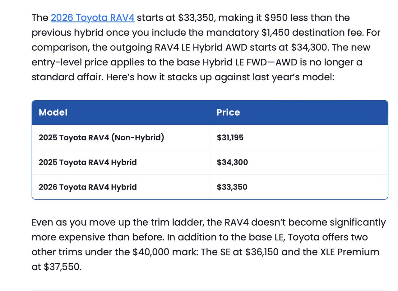 全新一代RAV4和威兰达在广州车展上市了，国产版本2.0L自吸16.98万起售。