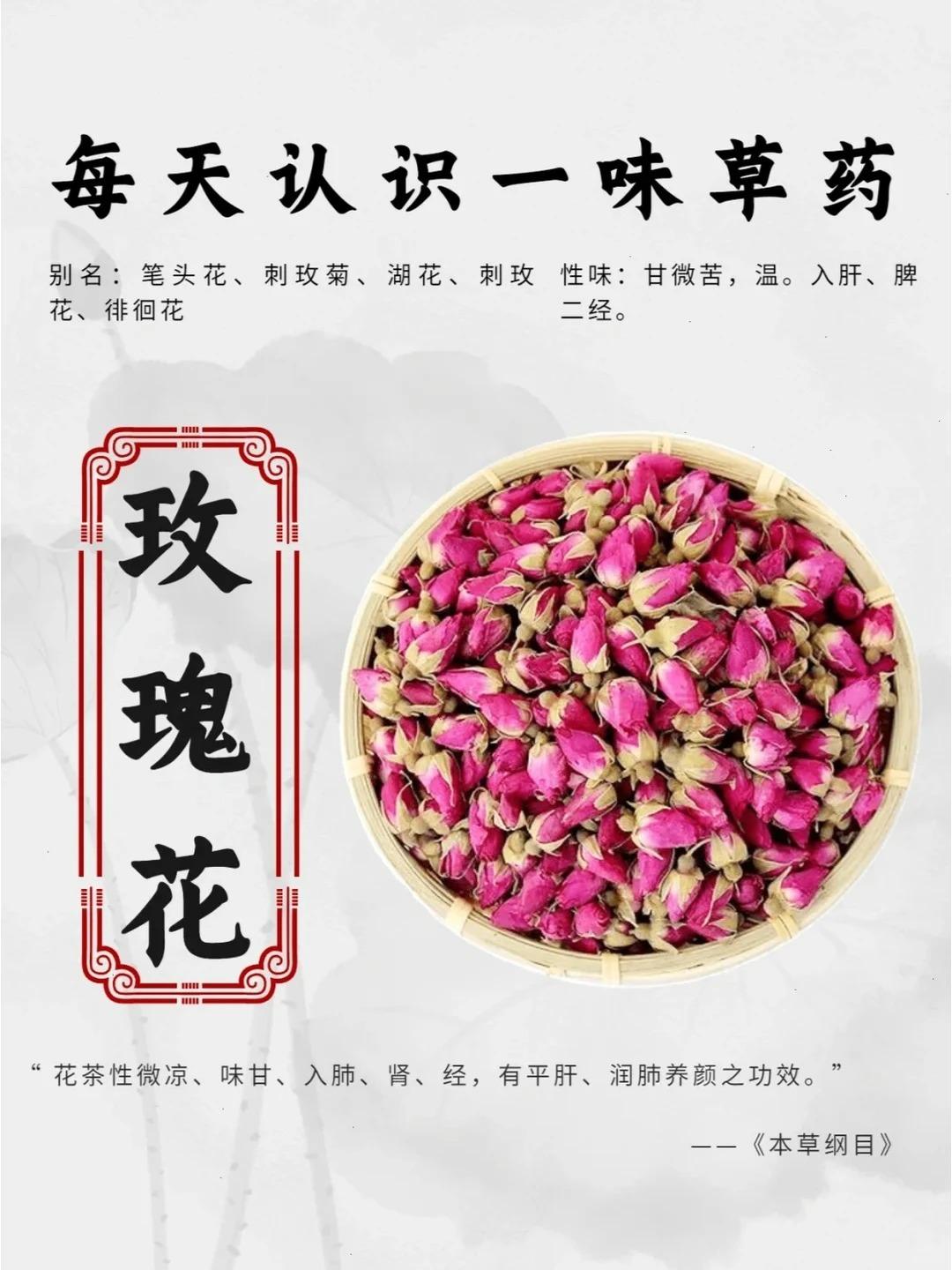 每天认识一味草药——玫瑰花🌿产地：主产于江苏、浙江、福建、山东、四川、河北等